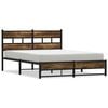 vidaXL Cadre de lit en m&eacute;tal sans matelas ch&ecirc;ne fum&eacute; 135x190 cm