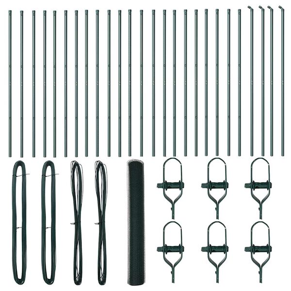 vidaXL Poteau de cl&ocirc;ture. Vert 50 x 1,4 m (maillage de 13 mm)