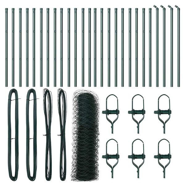 vidaXL Poteau de cl&ocirc;ture. Vert 50 x 0,8 m (maille de 50 mm)