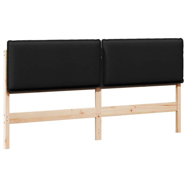vidaXL T&ecirc;te de lit capitonn&eacute;e Naturel et Noir 180 cm Pin massif