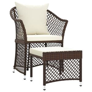 vidaXL Salon de jardin 2 pcs avec coussins Marron R&eacute;sine tress&eacute;e