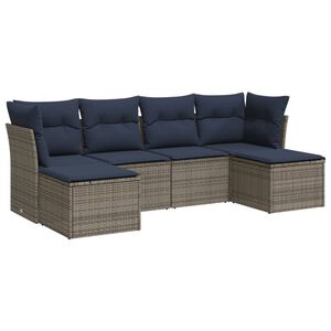 vidaXL Salon de jardin 6 pcs avec coussins gris r&eacute;sine tress&eacute;e