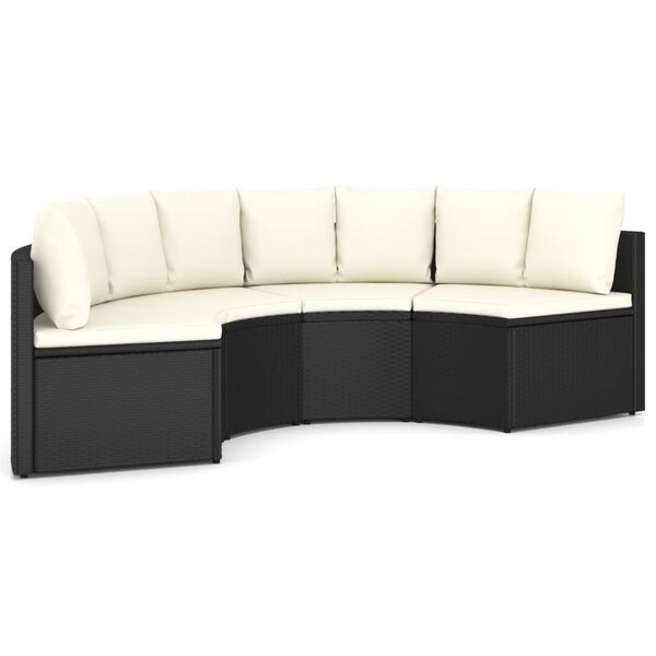 vidaXL Salon de jardin 4 pcs avec coussins R&eacute;sine tress&eacute;e Noir
