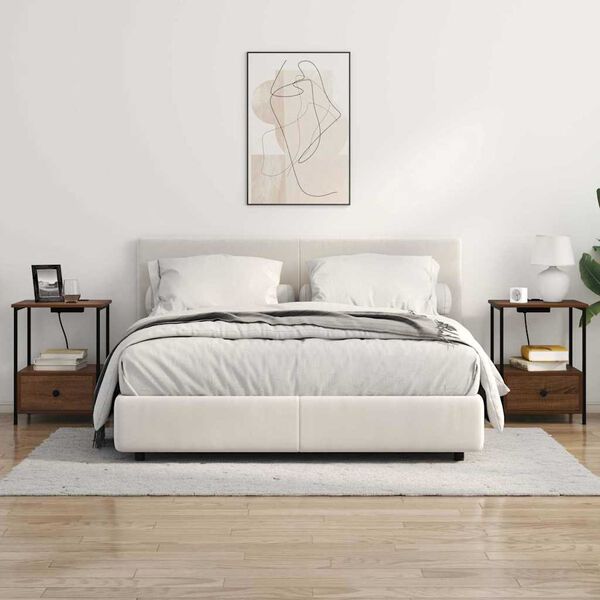 vidaXL Cabinet de chevet Ch&ecirc;ne brun 42 x 41 x 56 cm Bois d'ing&eacute;nierie