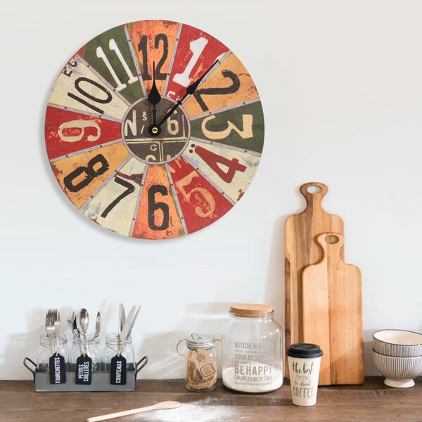 vidaXL Horloge murale Multicolore 30 cm MDF