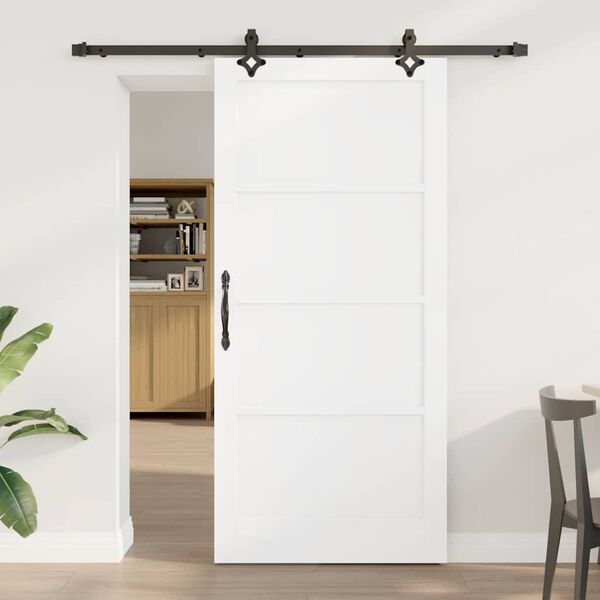 vidaXL Porte coulissante Blanc et Noir 93 x 202 cm Pin massif