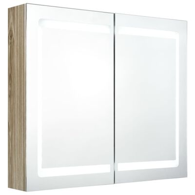 vidaXL Armoire de salle de bain à miroir LED Chêne 80x12x68 cm