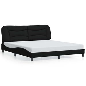 vidaXL Cadre de lit sans matelas Hvar noir 180x200 cm tissu