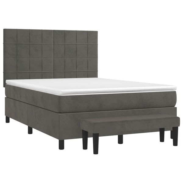 vidaXL Sommier &agrave; lattes de lit et matelas Gris fonc&eacute; 140x190cm Velours