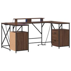 vidaXL Bureau Ch&ecirc;ne brun Bois d'ing&eacute;nierie 182 x 101 x 87,5 cm