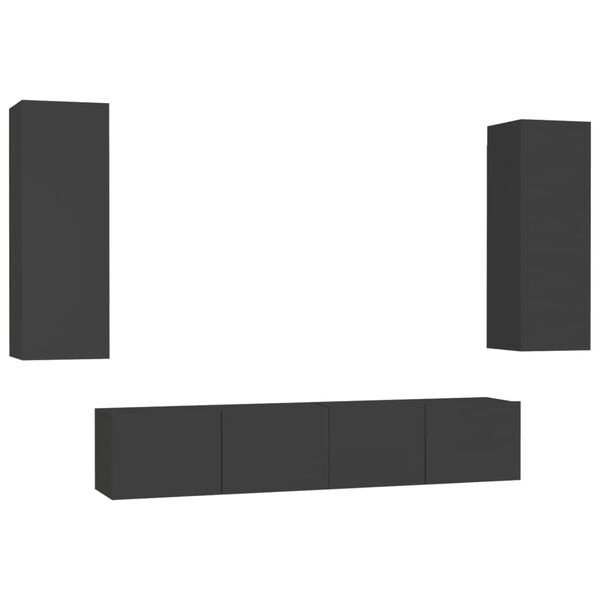 vidaXL Ensemble de meubles TV 4 pcs Noir Bois d'ing&eacute;nierie