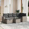 vidaXL Salon de jardin avec coussins 7 pcs gris r&eacute;sine tress&eacute;e