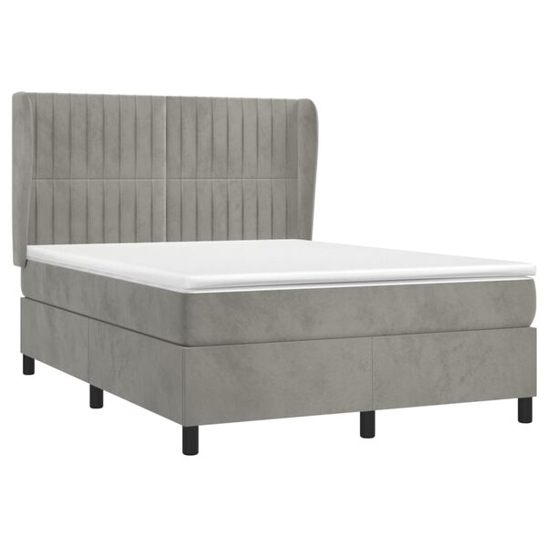 vidaXL Sommier &agrave; lattes de lit et matelas Gris clair 140x200cm Velours