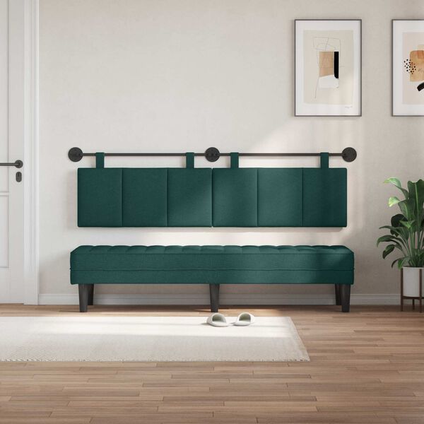 vidaXL T&ecirc;te de lit suspendue Ray&eacute; Vert fonc&eacute; 190 x 55 x 5 cm tissu