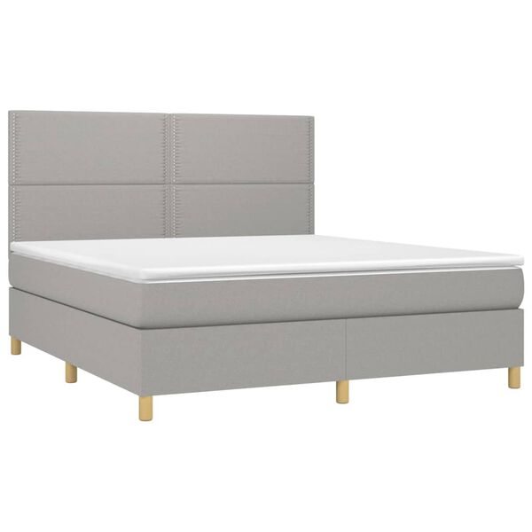 vidaXL Sommier &agrave; lattes de lit et matelas et LED Gris clair 180x200 cm