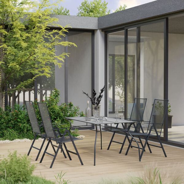 vidaXL Ensemble &agrave; manger de jardin 5 pcs Acier Anthracite