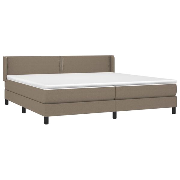 vidaXL Sommier &agrave; lattes de lit avec matelas Taupe 200x200 cm Tissu