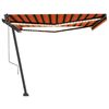 vidaXL Auvent automatique capteur de vent LED 450x350 cm Orange marron