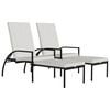 vidaXL Chaises longues avec repose-pied 2 pcs R&eacute;sine tress&eacute;e Marron