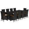 vidaXL Ensemble &agrave; manger de jardin 11 pcs coussins noir r&eacute;sine tress&eacute;e