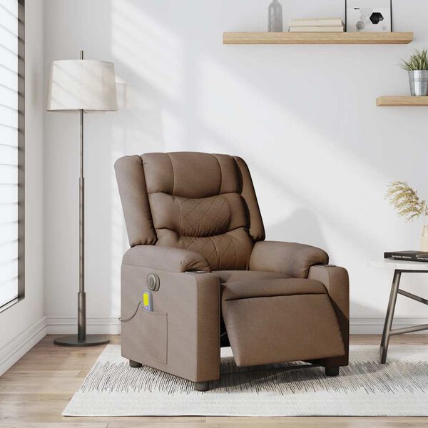 vidaXL Fauteuil inclinable de massage &eacute;lectrique marron tissu