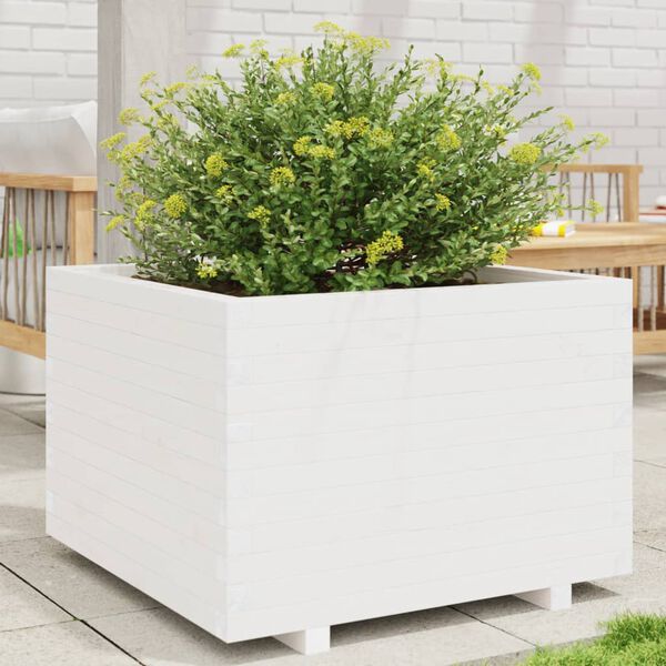 vidaXL Jardini&egrave;re blanc 70x70x49,5 cm bois de pin massif