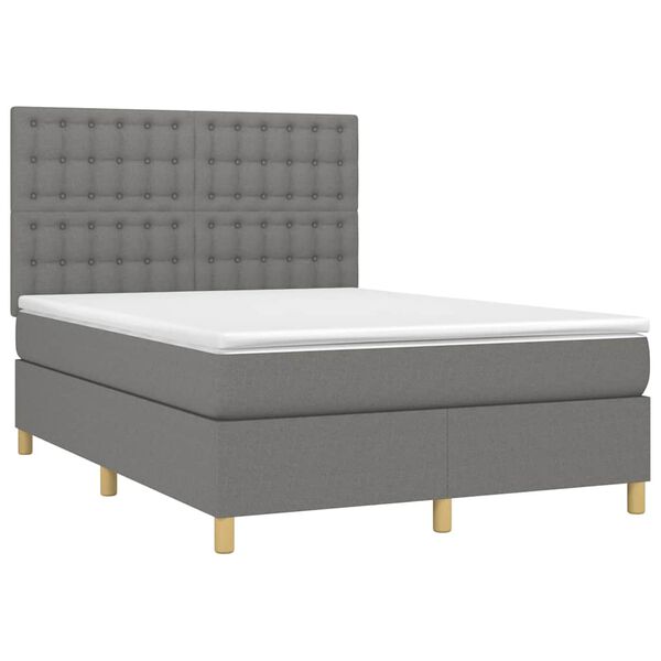 vidaXL Sommier &agrave; lattes de lit et matelas et LED Gris fonc&eacute; 140x200 cm