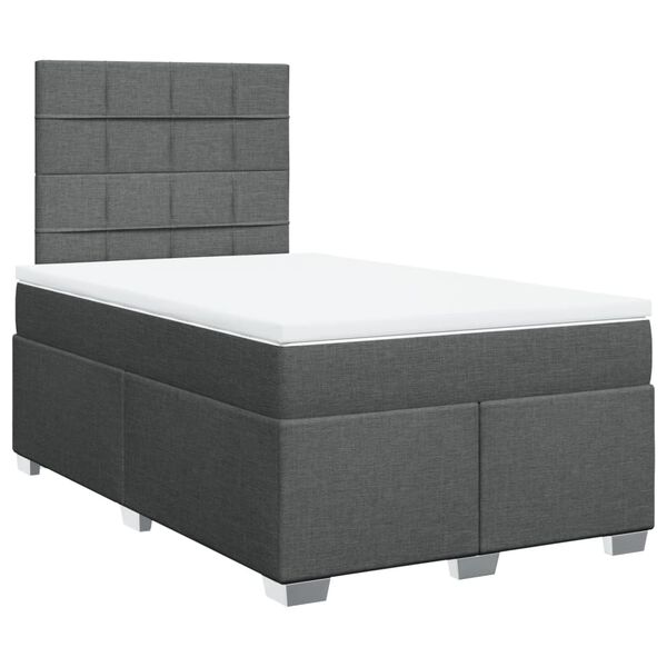 vidaXL Sommier &agrave; lattes de lit avec matelas gris fonc&eacute; 120x190cm tissu