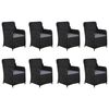 vidaXL Ensemble &agrave; manger de jardin 9 pcs R&eacute;sine tress&eacute;e Noir