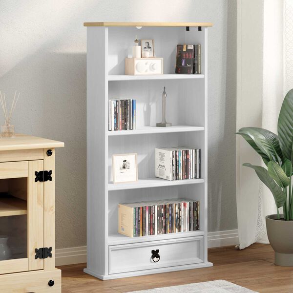 vidaXL Meuble CD Blanc 52 x 17.5 x 103 cm Pin massif
