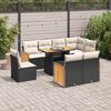 vidaXL Salon de jardin avec coussins 9 pcs noir r&eacute;sine tress&eacute;e acacia