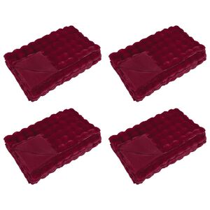 vidaXL Couverture antid&eacute;rapante en fausse de lapin Olite 4 pc Bordeaux