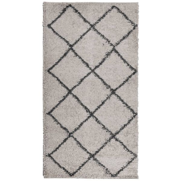 vidaXL Tapis shaggy &agrave; poils longs moderne beige anthracite 60x110 cm