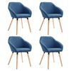 vidaXL Chaises &agrave; manger lot de 4 bleu tissu