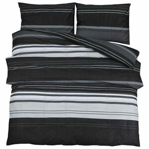 vidaXL Ensemble de housse de couette rayures noires 260x240 cm coton