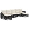vidaXL Ensemble de canap&eacute; de jardin 7 pcs Noir et blanc cr&egrave;me