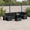 vidaXL Salon de jardin 8 pcs avec coussins noir résine tressée