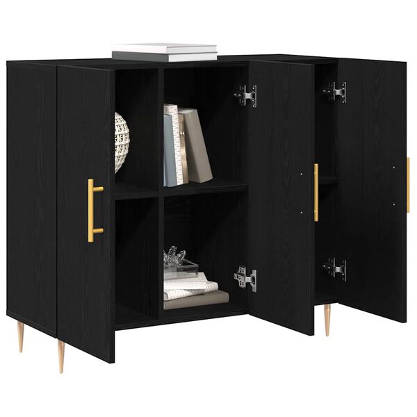vidaXL Buffet Ch&ecirc;ne noir 90 x 34 x 80 cm Bois d'ing&eacute;nierie