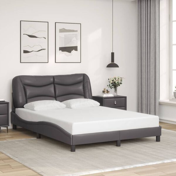 vidaXL Cadre de lit sans matelas Hvar gris 140x190 cm similicuir