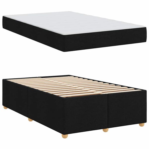 vidaXL Cadre de lit avec matelas Noir 120 x 190 cm tissu
