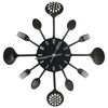 vidaXL Horloge murale et cuill&egrave;re avec fourchette Noir 40 cm Aluminium