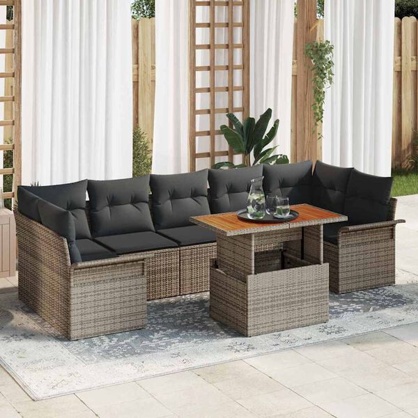 vidaXL Ensemble de canapé de jardin 8 pcs Gris Poly rotin