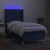 vidaXL Sommier &agrave; lattes de lit matelas et LED Bleu 100x200 cm Tissu