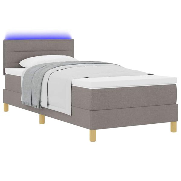 vidaXL Lit &agrave; ressort LED avec matelas Taupe 80 x 200 cm tissu
