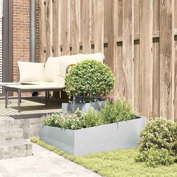 vidaXL Cache-pot de jardin Argent 80 x 80 x 50 cm Acier galvanis&eacute;