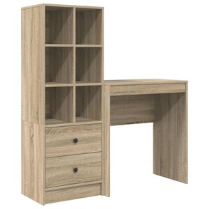 vidaXL Bureau avec tiroir avec &eacute;tag&egrave;re 2 pcs Ch&ecirc;ne Sonoma