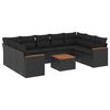 vidaXL Salon de jardin 10 pcs avec coussins noir r&eacute;sine tress&eacute;e
