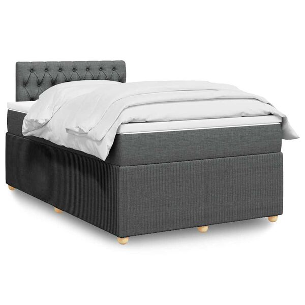 vidaXL Sommier &agrave; lattes de lit avec matelas gris fonc&eacute; 120x190cm tissu