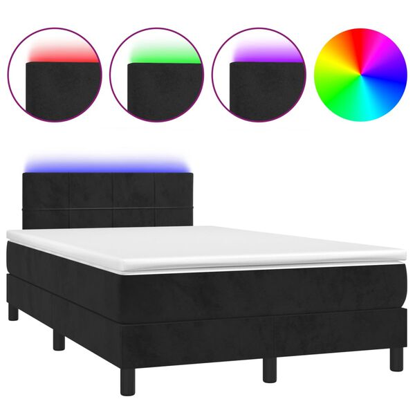 vidaXL Sommier &agrave; lattes de lit avec matelas et LED Noir 120 x 200 cm