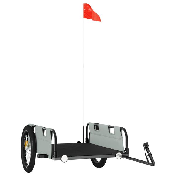 vidaXL Remorque de v&eacute;lo gris tissu oxford et fer